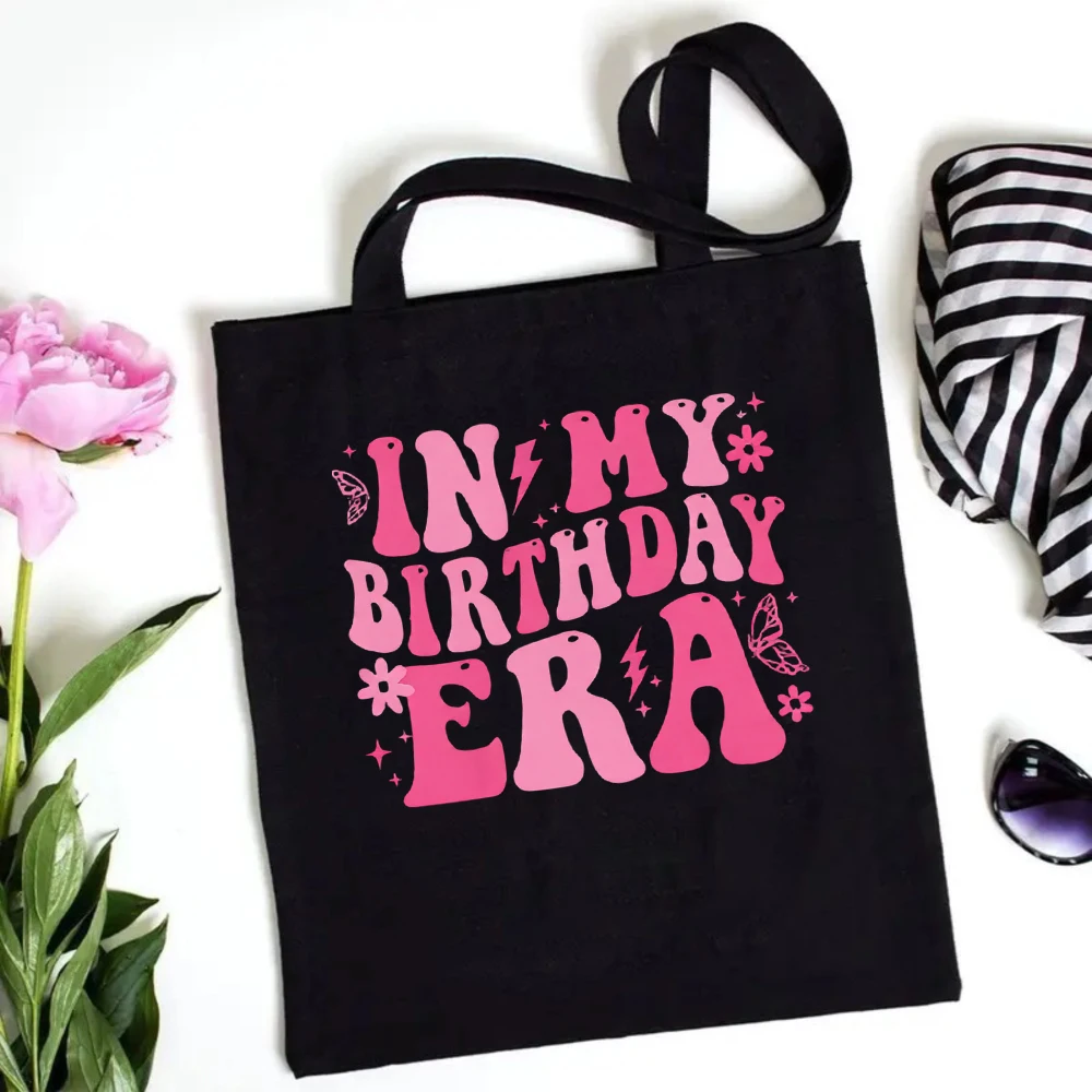 

This Mom Glows Canvas Tote Bag, Colorful Bubble Letters with Stars and Hearts, Reusable Shoulder Bag