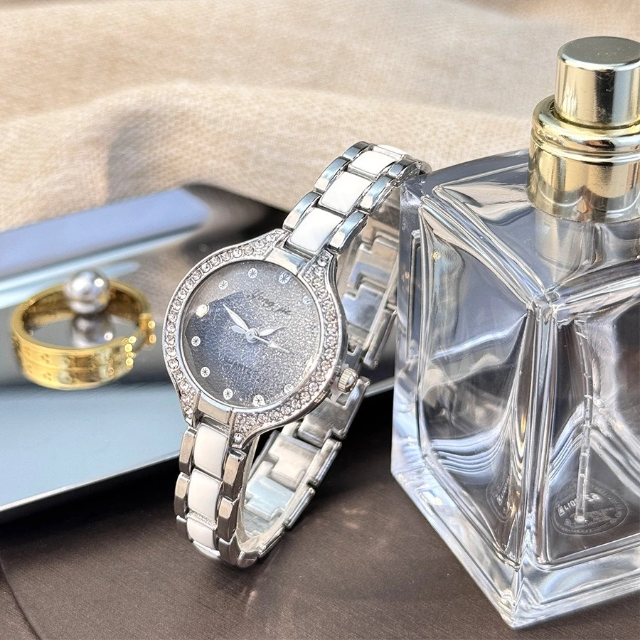 2025 novos relógios femininos de luxo alta qualidade mostrador redondo elegante rosa ouro relógios pulso vestido mão relógio quartzo