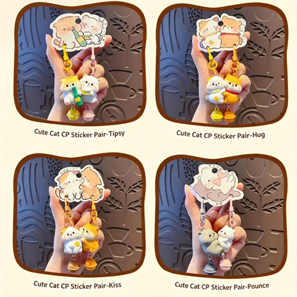 Exquisite Resin Magnetic Snap Keychain Cat Cartoon Couple Pendant Magnet Ornament Key Hanging