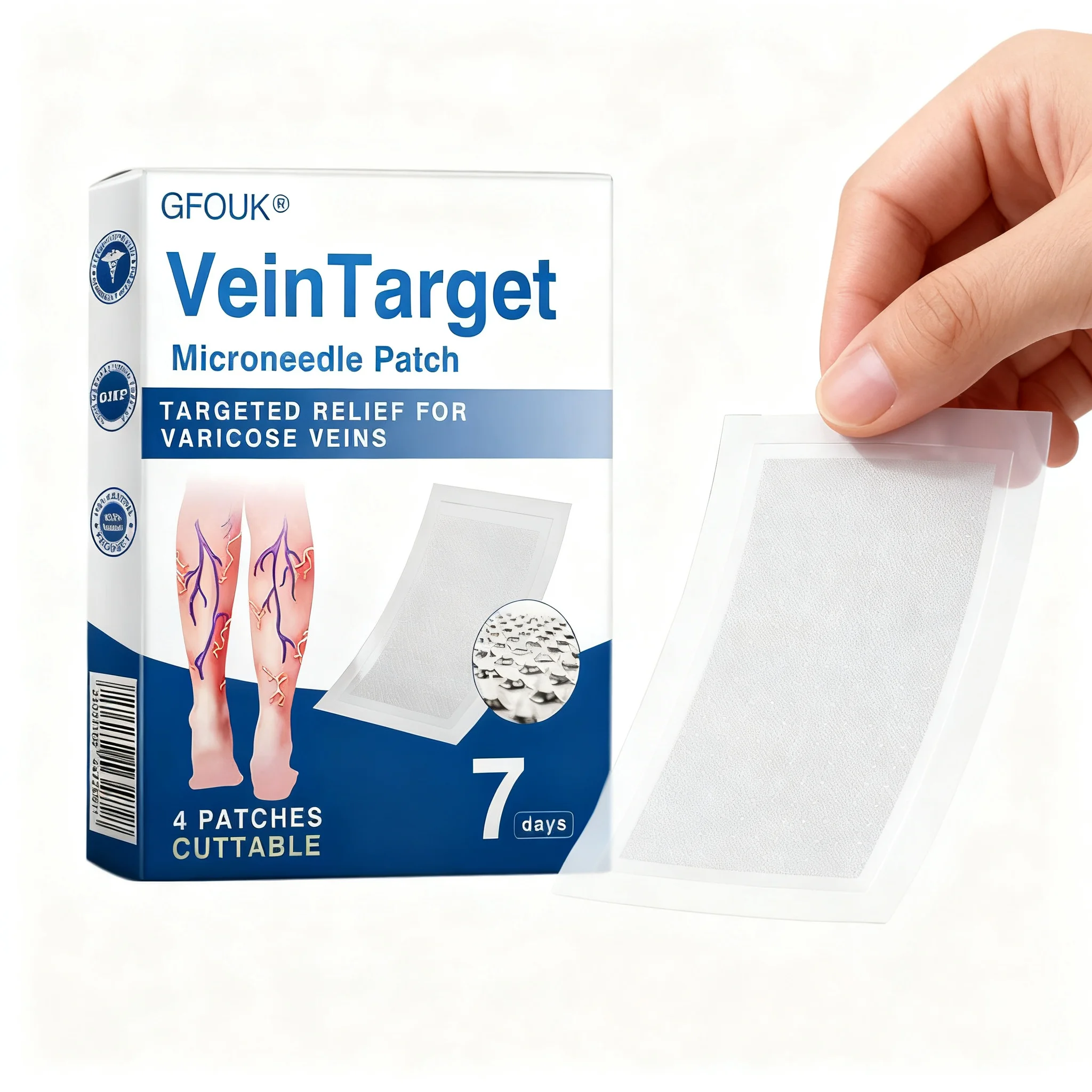 Nano Micro-needle Patch Eliminates Varicose Veins Earthworm Legs Treatment Improves Circulation Massage 4pcs/bag Personal Health