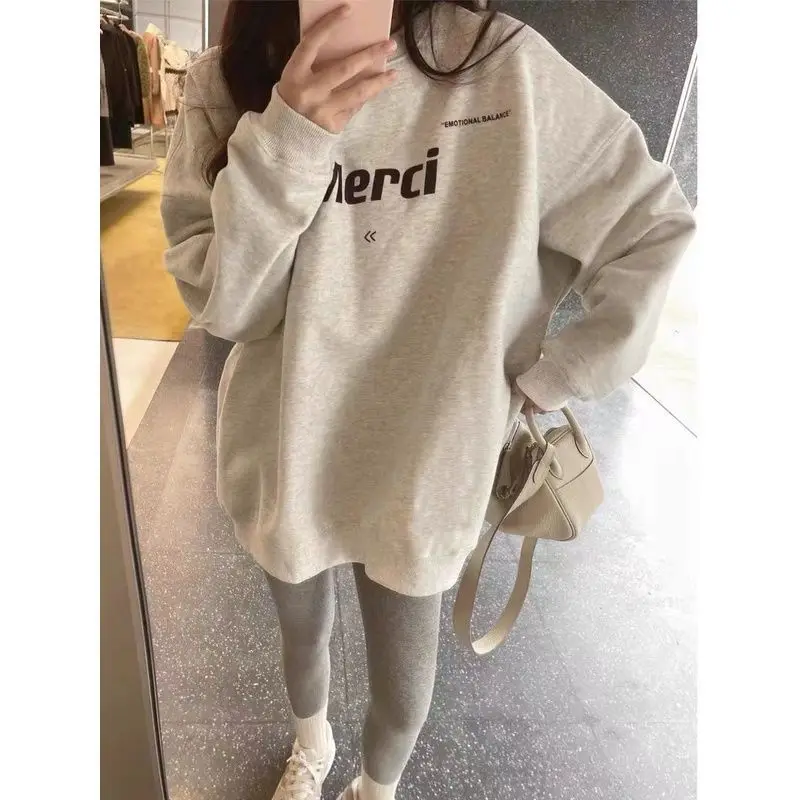 Korean style long-sleeved trendy autumn and winter sweatshirt for girls, round neck ins top, thickened new style, loose and lazy