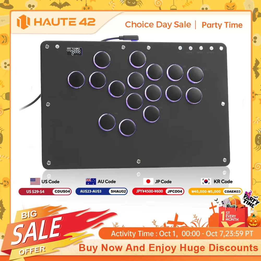 Haute42 Stickless Arcade Stick Hitbox Leverless Controller For PC/ PS4/PS5 /Steam Arcade Controller For Switch Hitbox fightstick