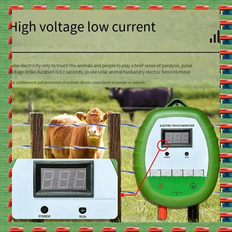 

ABMO Electric Fence Controller Solar Farm Fence Voltage Cattle Horses Sheep Elephant Electric Fence Accessories EU Plug
