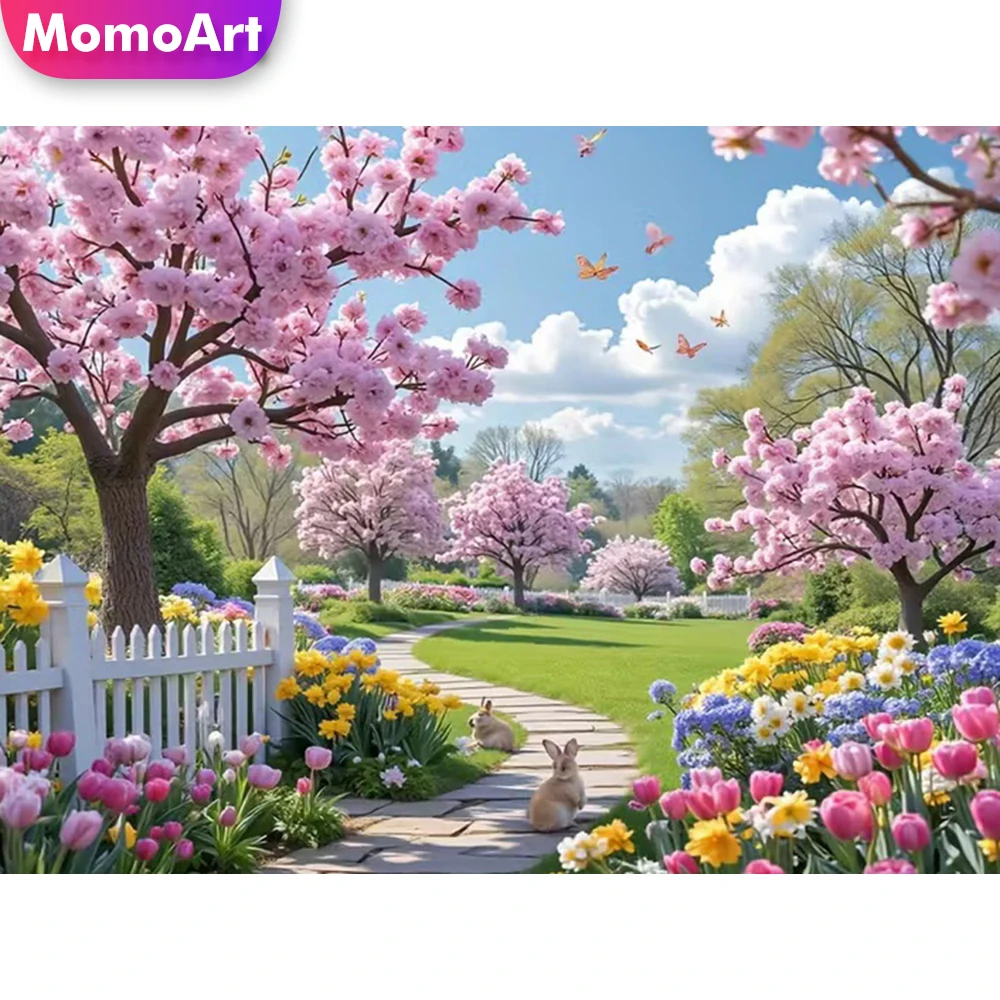 Momoart Tree Diamond Mosaic Landscape Embroidery Flower DIY Diamond Painting Garden Pattern for Adults Beginners Handmade Hobby