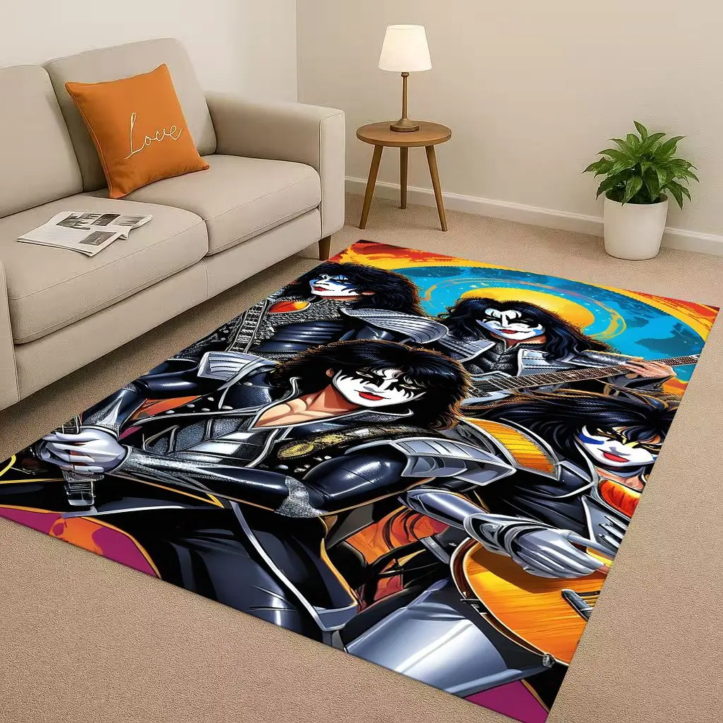 

HD Kiss Rock Heavy Metal Band Gene Simmons Living Room Non-Slip Area Rug Carpet for Bedroom Playroom Sofa,Home Decor Doormat