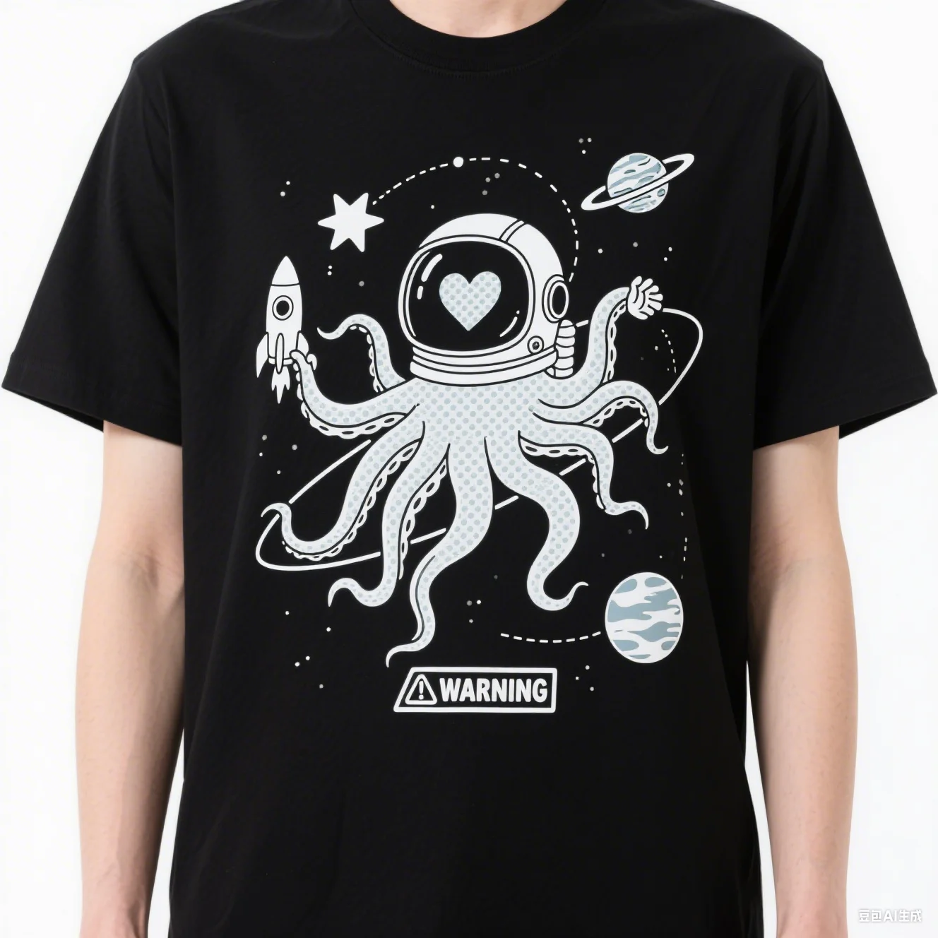 

Astronaut with stars Octopus rocket Pop Art Space men's and women's printed T-shirts casual comfortable sporty short sleeves