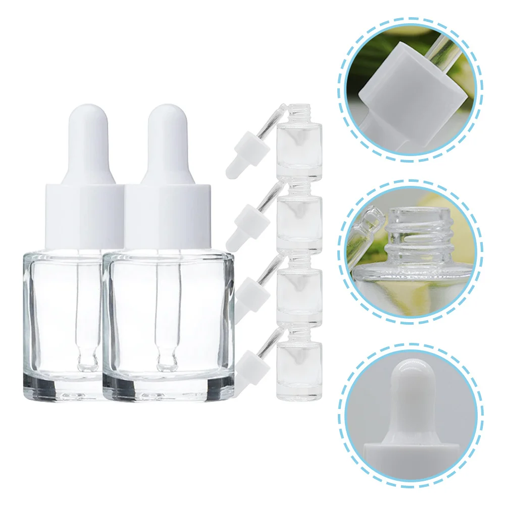 6 قطعة زجاجات الزيوت العطرية الصغيرة قطارة زجاجية زجاجات فارغة المحمولة السفر إعادة الملء تخزين ماصات قطارة مانعة للتسرب