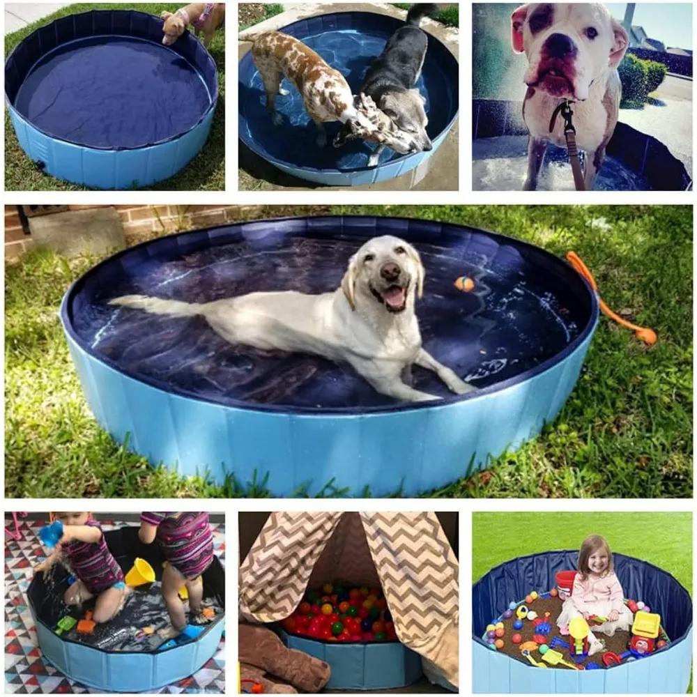 

Foldable Pet Bath Pool Collapsible Dog Tub Wading Pool for Small Medium Large Dogs Cats Kids 71 Inch Blue