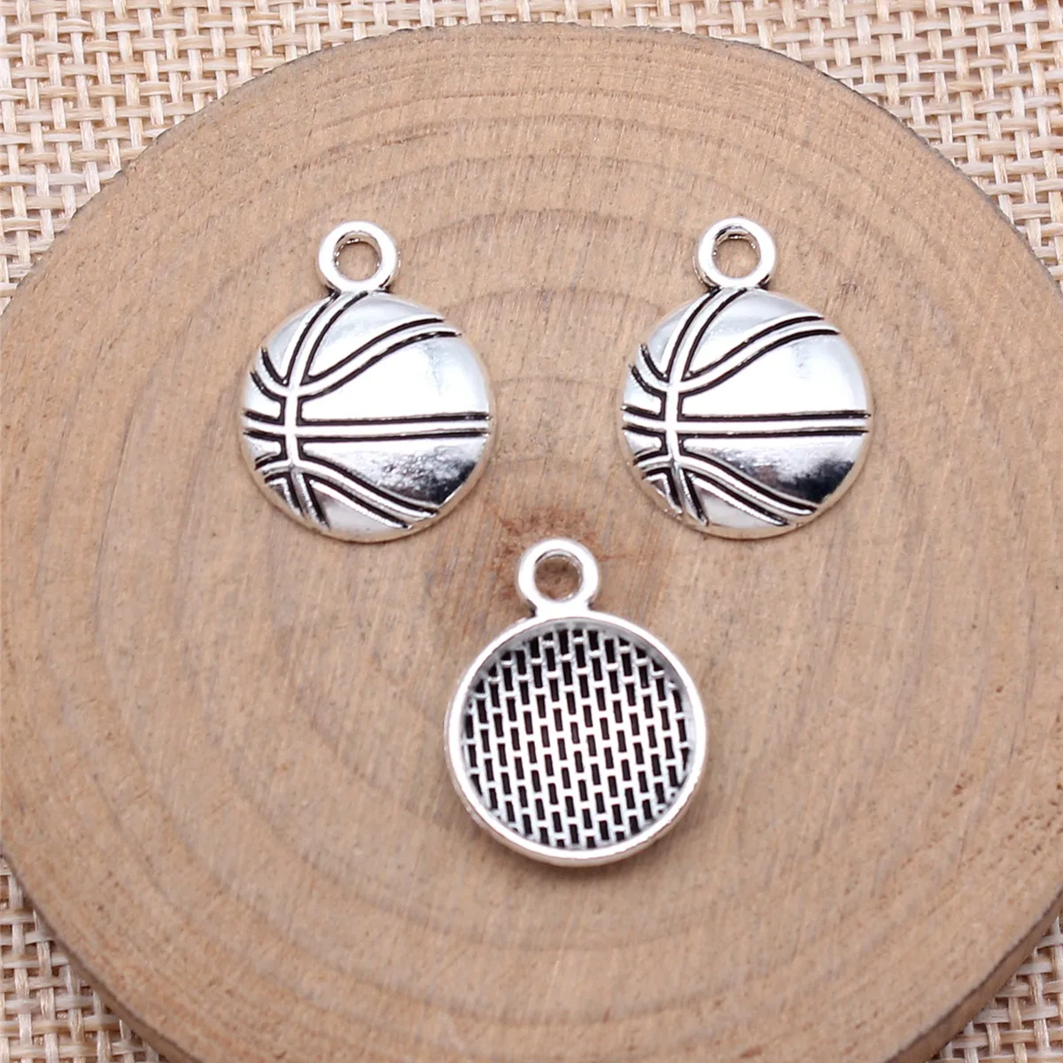 20pcs 18x14mm Antique Silver Color Basketball Pendant Charms DIY Jewelry Making
