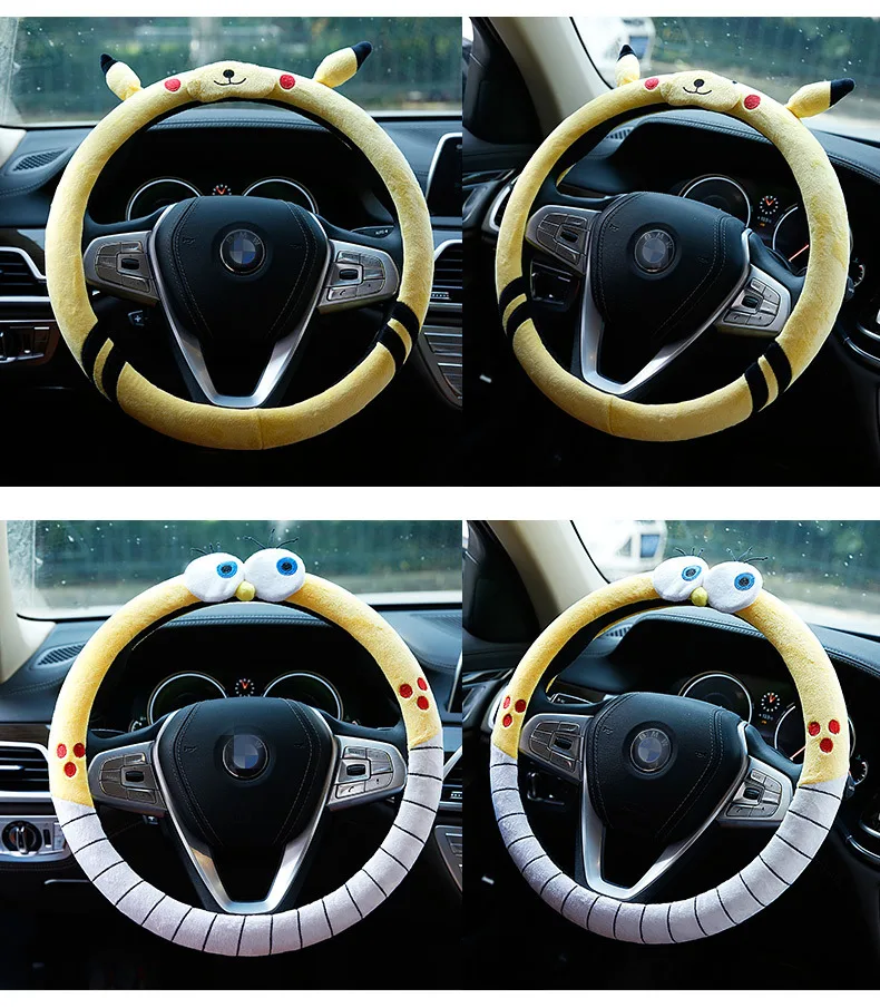 Car Steering Wheel Cover Universal Cartoon Korea Summer Winter Warm Plush Lovely Bowknot Cute Wholesale Car Interior Accessories