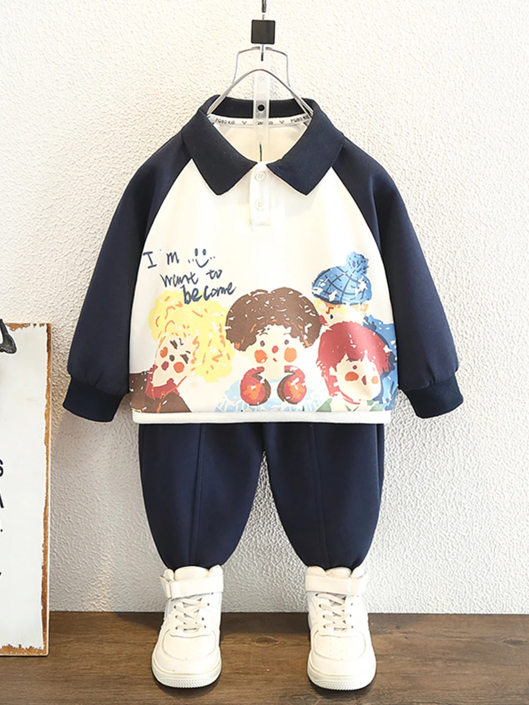 

Spring Faionable Boys' Sweatirt Set Baby Two-Piece Casual Sportswear Long Sve Cotton Blend Comfortable Youthwear