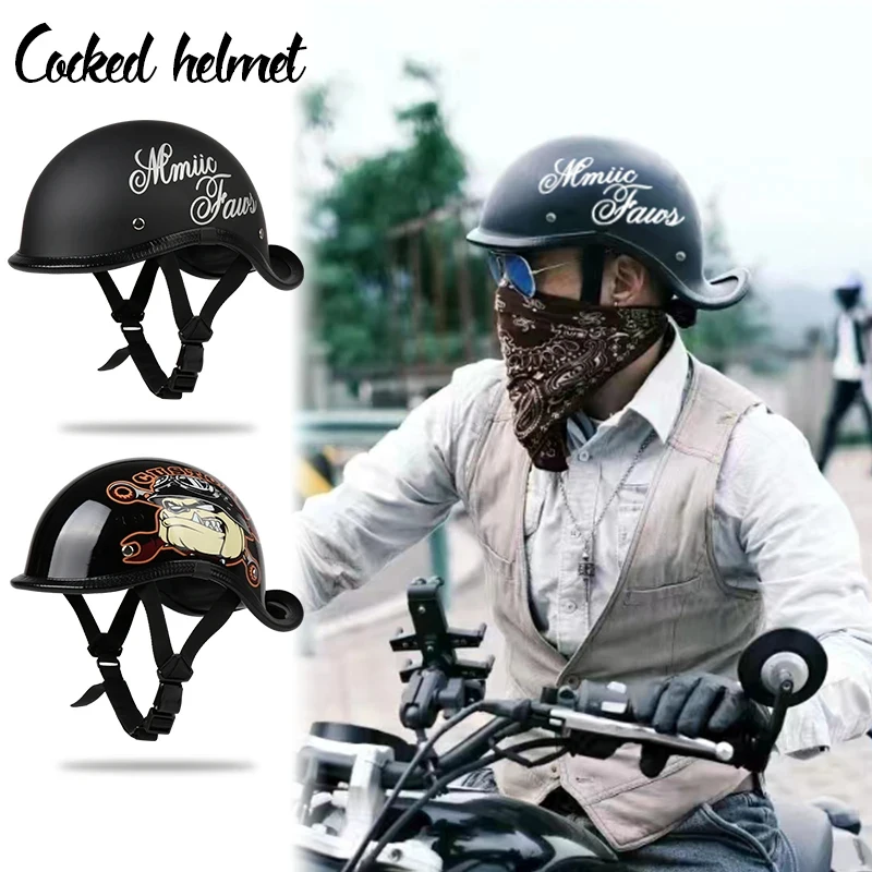 Retro Motorcycle Helmet Men/Women Half Face Vintage Helmet Hat Cruiser Touring Moto Bicycle Scooter Skating Baseball Cap