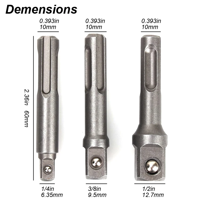 SDS-Plus Socket Adapter Set Driver Adapter Drill Bit Electric Hammer to Wrench Converter Extension Drill Bit Bar Set