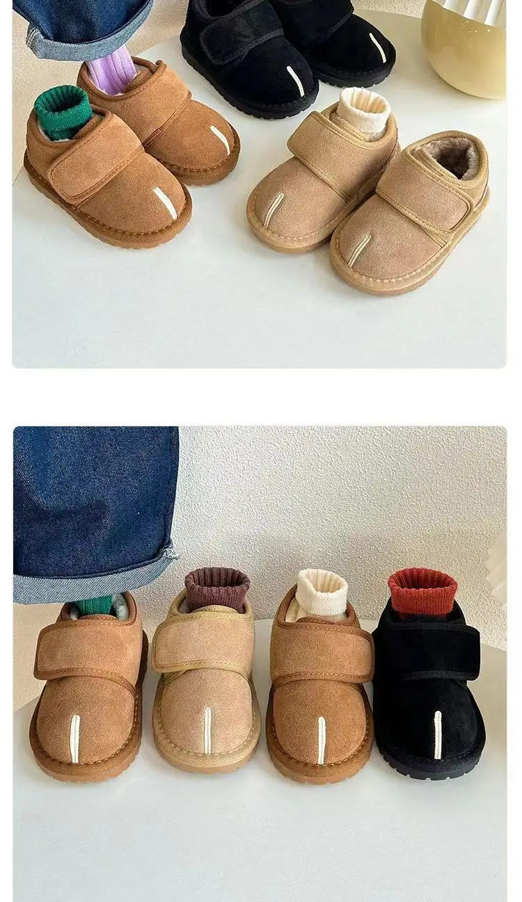 Kinder Winter Schnee Stiefel Neue 2025, Faux Wildleder Warme Plüsch Baumwolle Schuhe Jungen Mode Anti-slip Gummi Sohle mädchen Stiefeletten – Detail 6