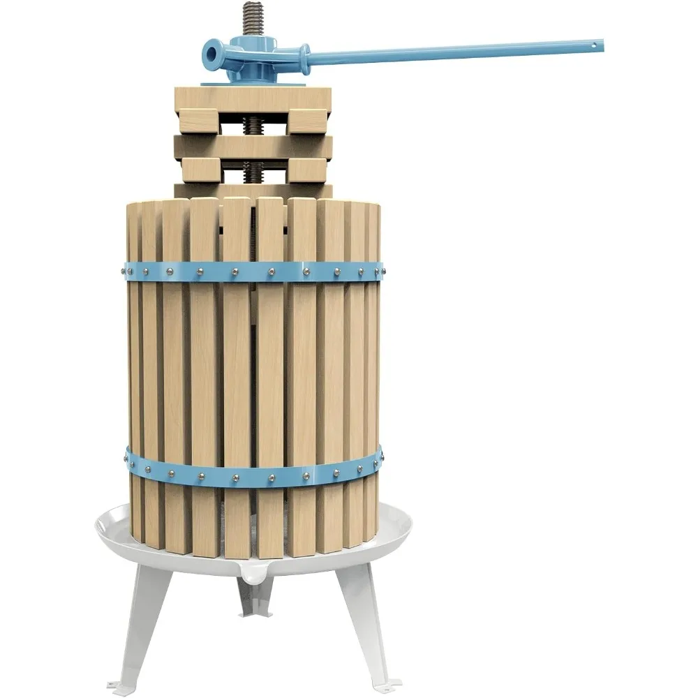 

Fruit Apple Cider Wine Classic Press-Blue-4.75 Gallon/18L-Solid Wood Basket-Vintage traditional juicer-Pole Handle Bar for Juic