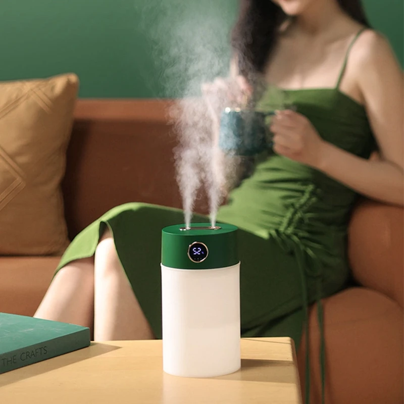 مرطب USB بسعة كبيرة ، ناشر رائحة كتم الصوت ، شاشة رقمية ، بخاخ مزدوج ، منزلي ، 1.2 لتر