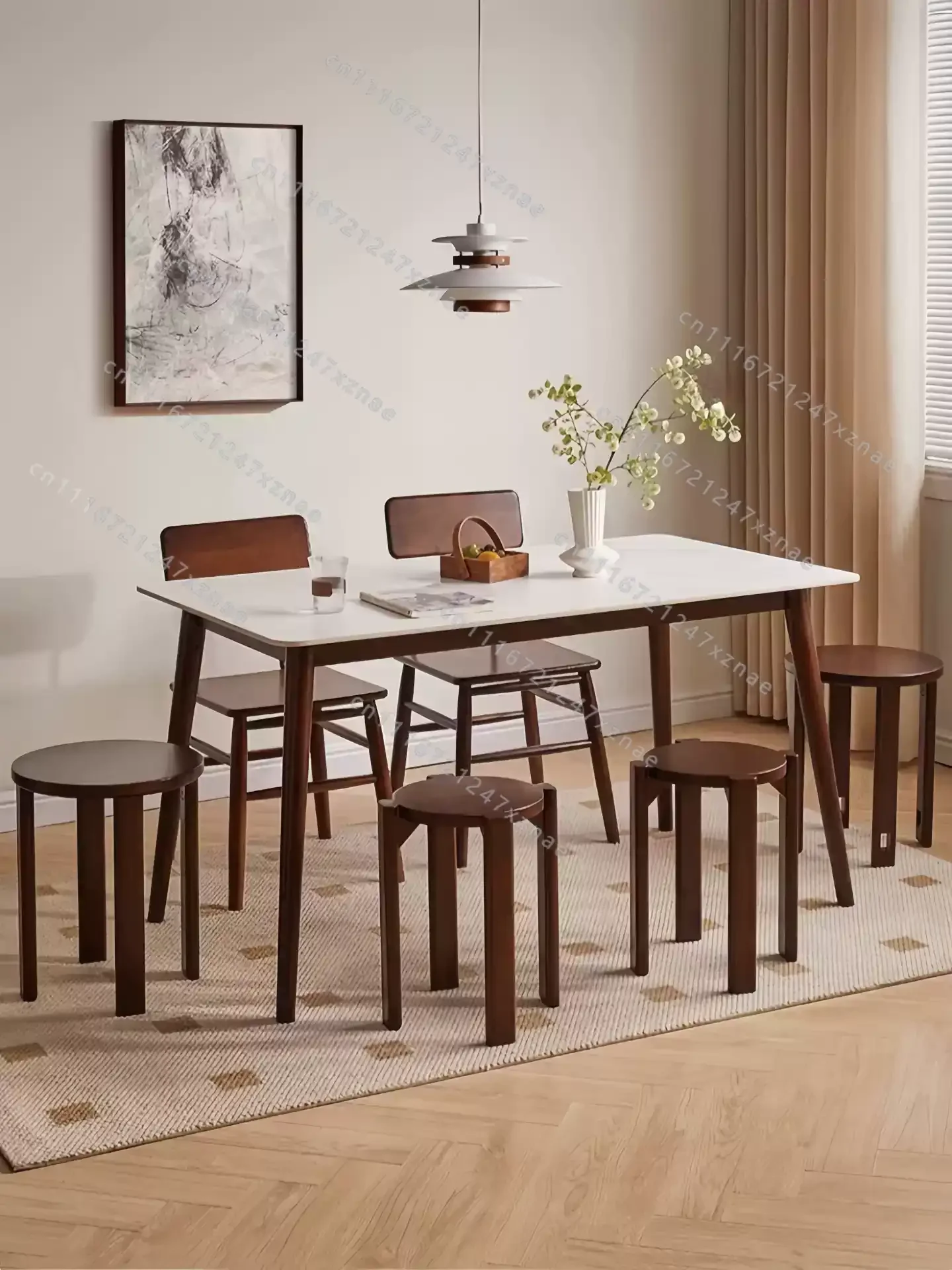 Four-in-one Side Solid Wood Stool Stackable Dining Table Stool Living Room Storage Jenga