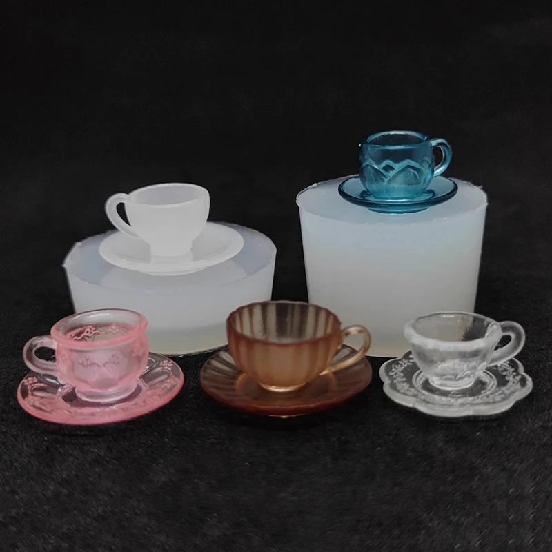 Juego de comida y juego para casa de muñecas, taza de té en miniatura, molde de silicona, epoxi UV, accesorios para muñecas, decoración de escena de juguete, 1 Juego