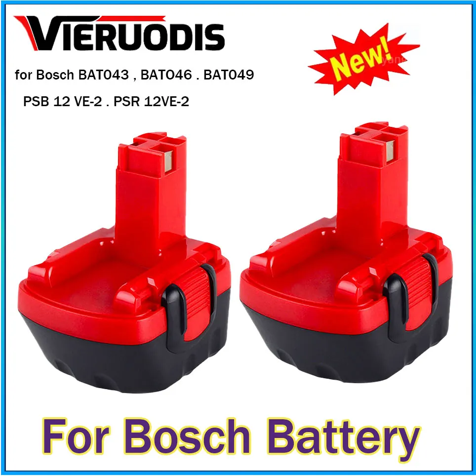 

For Bosch 12V Rechargeable Ni-MH Power Tool Battery 4.8AH 6.8AH 9.8AH BAT043 D70745 PSR12 GSB12 GSR12 BAT038 BAT045 BAT040