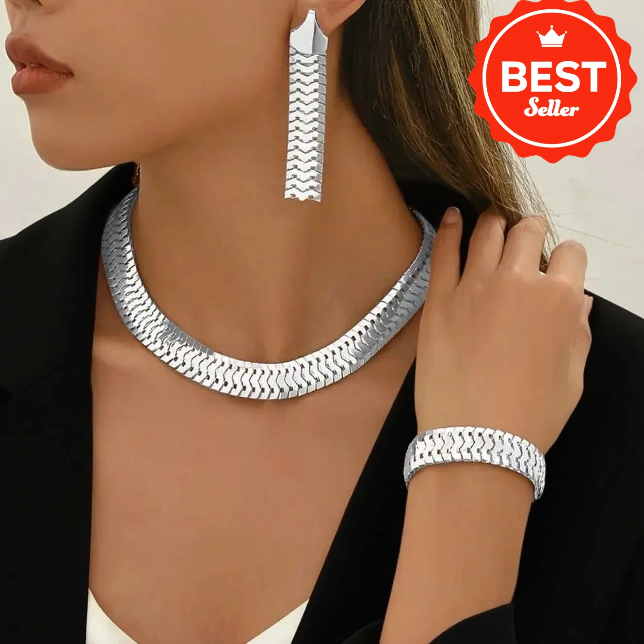 

Vintage European & American Style Jewelry Set (Necklace, Bracelet, Earrings) – Fashionable & Versatile for Women