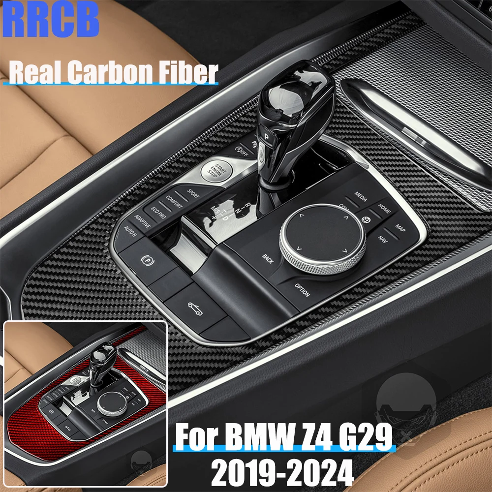 

Real Carbon Fiber Car Accessories Gear Surround Decorative Trim Soft Cover Sticker For BMW Z4 G29 2019 2020 2021 2022 2023 2024