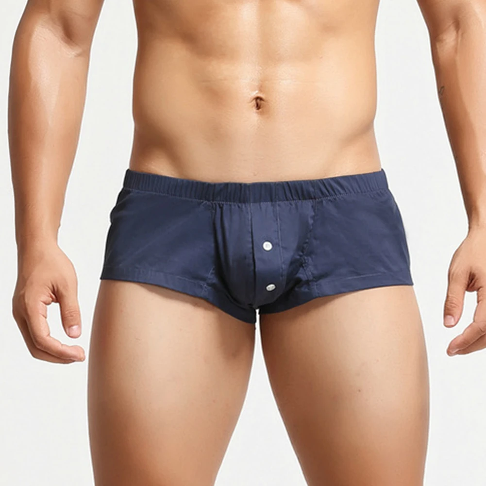 Casual Briefs Mens Crotch Button Underpants Sexy Underwear Soft Shorts Low Rise Panties Bulge Pouch Lounge Shorts