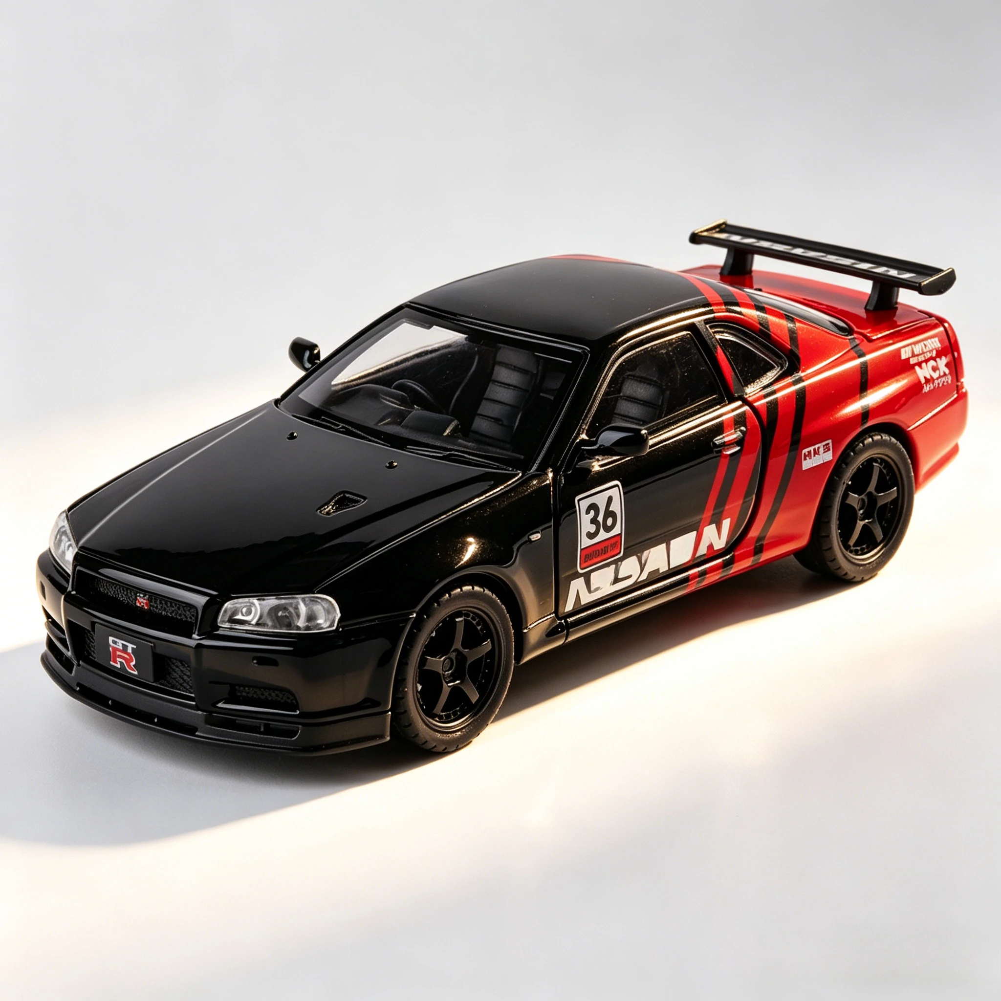 

1:32 GTR R34 Alloy Sports Car Model Diecasts Metal Racing Car Vehicles Model Simulation Sound and Light Kids Gift