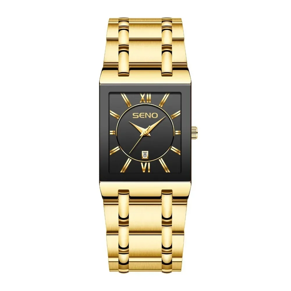 Reloj de lujo para hombre y mujer, pulsera de acero, movimiento de cuarzo dorado, resistente al agua, nuevo