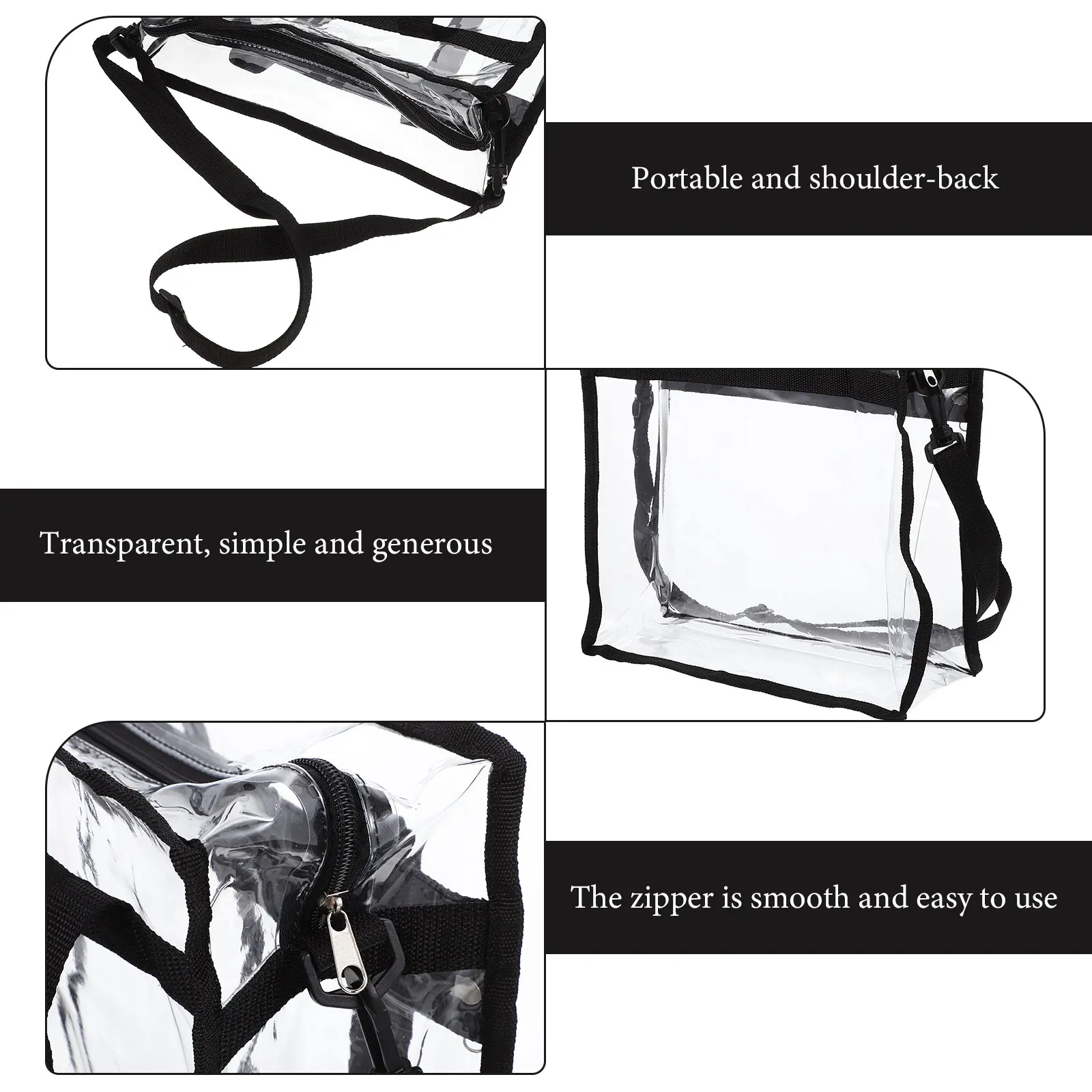 حقيبة كتف مفردة شفافة خفيفة الوزن وقوية ومحمولة ومتعددة الوظائف ومحفظة شفافة للسفر وحقائب كروس مريحة #1
