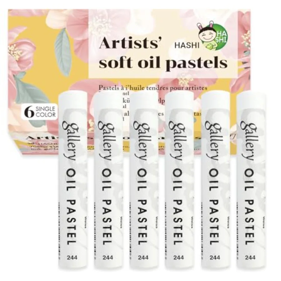 

Professional White, 6 Sticks, Soft Art Supplies for Artists, Creamy Texture for Blending, Non-Toxic Drawing Media for Adults