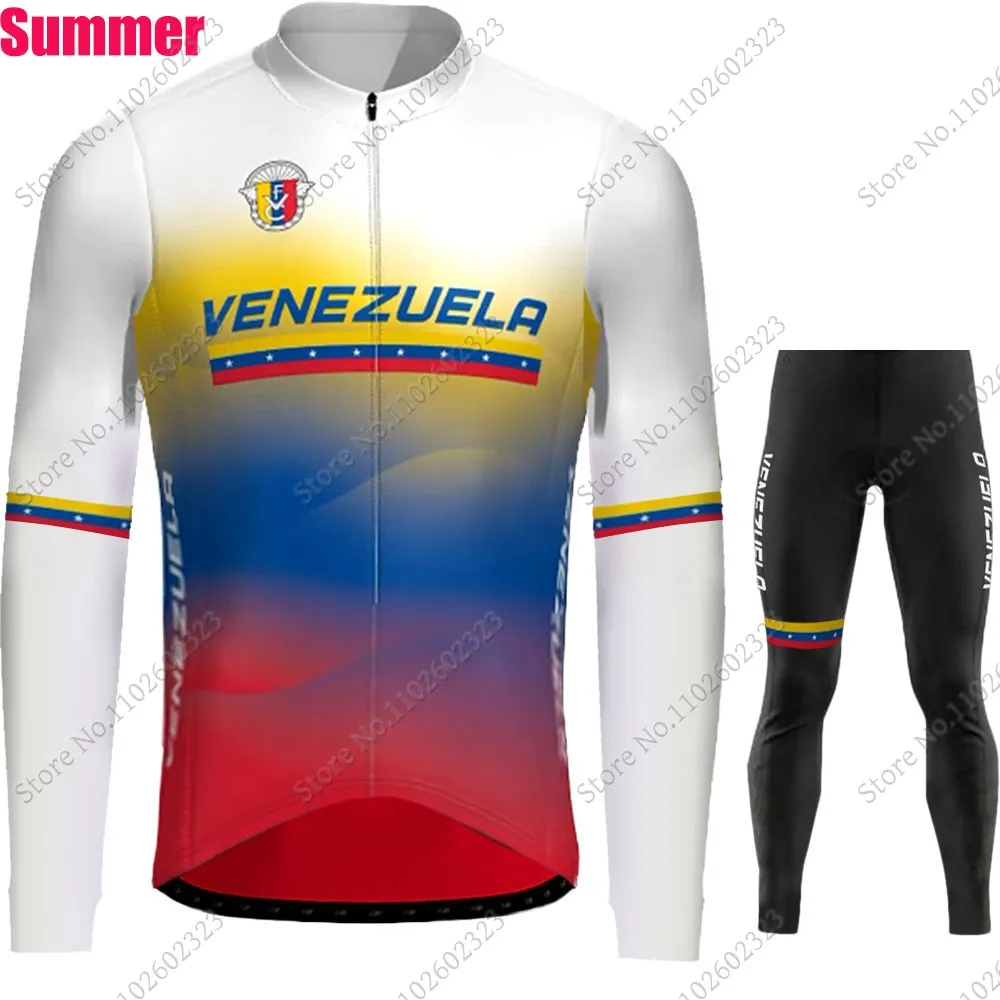 2024 Venezuela National Team Cycling Jersey Set Mens Long Sleeve Clothing Road Pants Bib Bike Suit MTB Maillot Culotte