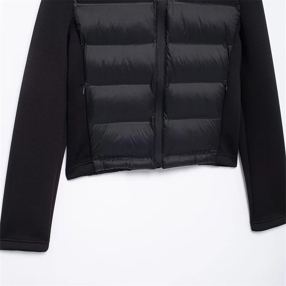 Chaqueta corta cálida con capucha y cremallera ajustada para otoño e invierno, nuevo producto, Chaqueta de algodón de manga larga de color sólido para mujer
