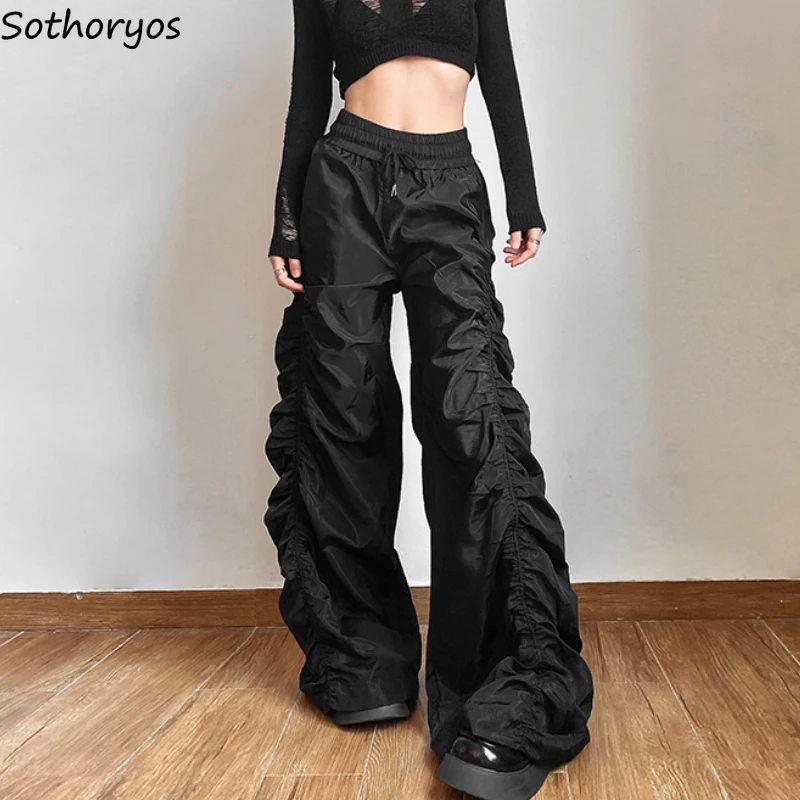 

Black Cargo Pants Women Loose Casual Quick Drying Fashion Streetwear Personality Full-length Trousers Breathable Teens Ulzzang