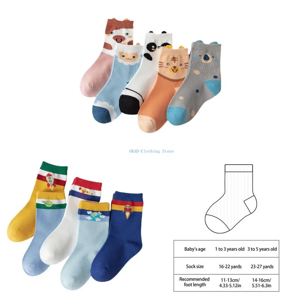 

N0PE 5 Pairs Kids Boys Girls Socks Athletic Youth Sport Cotton Breathable Socks