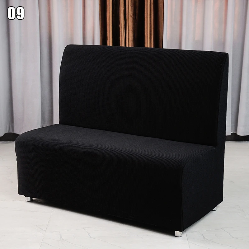 Elastic Armless Sofa Cover Polar Fleece Solid Color Home Hotel Sofa Slipcover Restaurant Bar Cafe Internet Couch Slipcovers