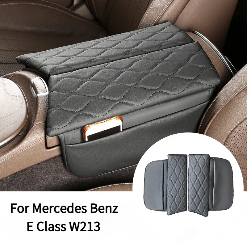 Center Console Armrest Box Cover Pad For Mercedes Benz E Class 2016-2023 W213 CLS 2018-2024 Leather Anti-Scratch Car Accessories