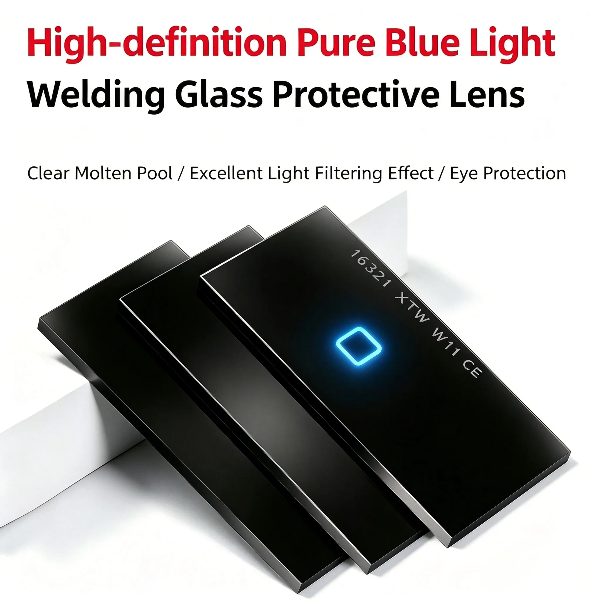 Lente de Soldagem HD Ultra Azul Transparente para Máscara de Soldador 108x50mm, Filtro de Vidro Antirreflexo para Soldagem