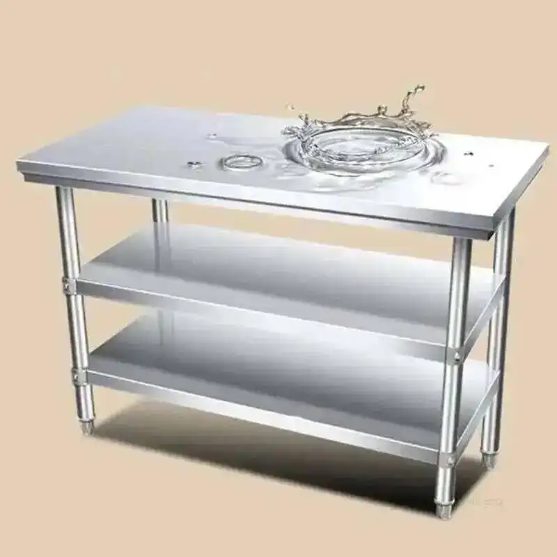 Stainless Steel Kitchen Cabinets Multi-layer Kitchen WorkbenchCommercial Console Kitchen Furniture Modern Simple Operation Desk
