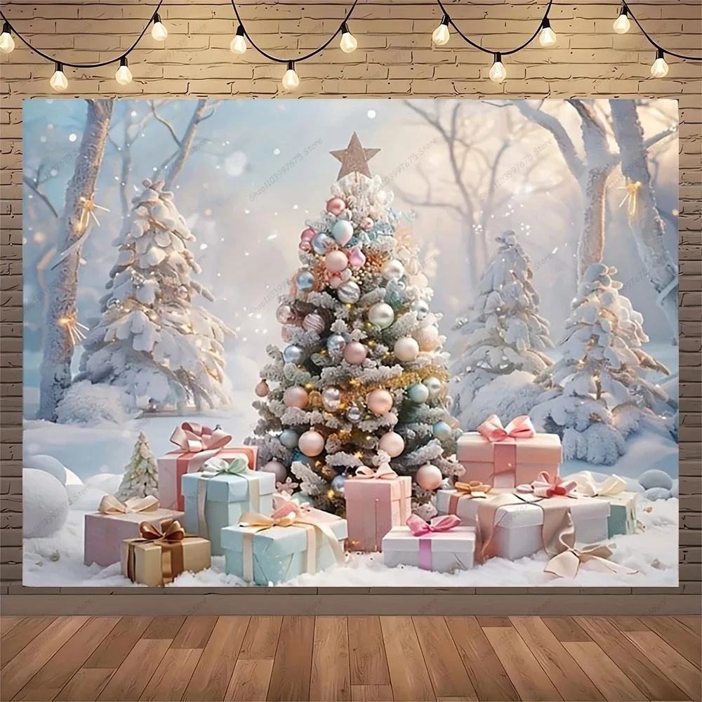 Weihnachtsbaum Kranz Geschenk Hintergrund Weiß Weihnachten Kamin Hintergrund Familie Kinder Festival Party Banner Fotografie Requisiten