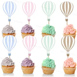 16Pcs Hot Air Balloon Cake Topper Personalised Rainbow Cake Decorations for Wedding Birthday Party DIY Cupcake Topper Cake Decor