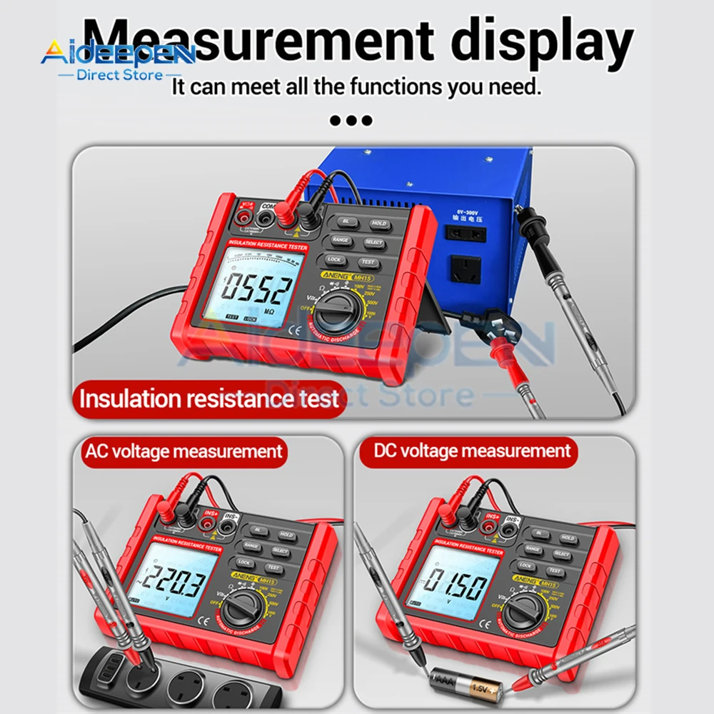 MH15 مقياس المقاومة الرقمي العزل المقاومة متر 6000 عدد المقاوم اختبار مكثف اختبار Megohmmeter أداة الجهد العالي