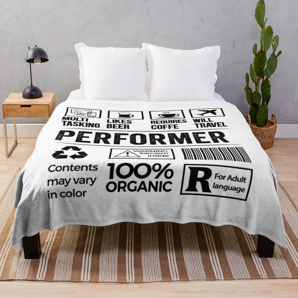 

Performer Gift, Funny Performer Multitasking Coffee Travel Throw Blanket Sofas Hairy Retros Comforter Blankets