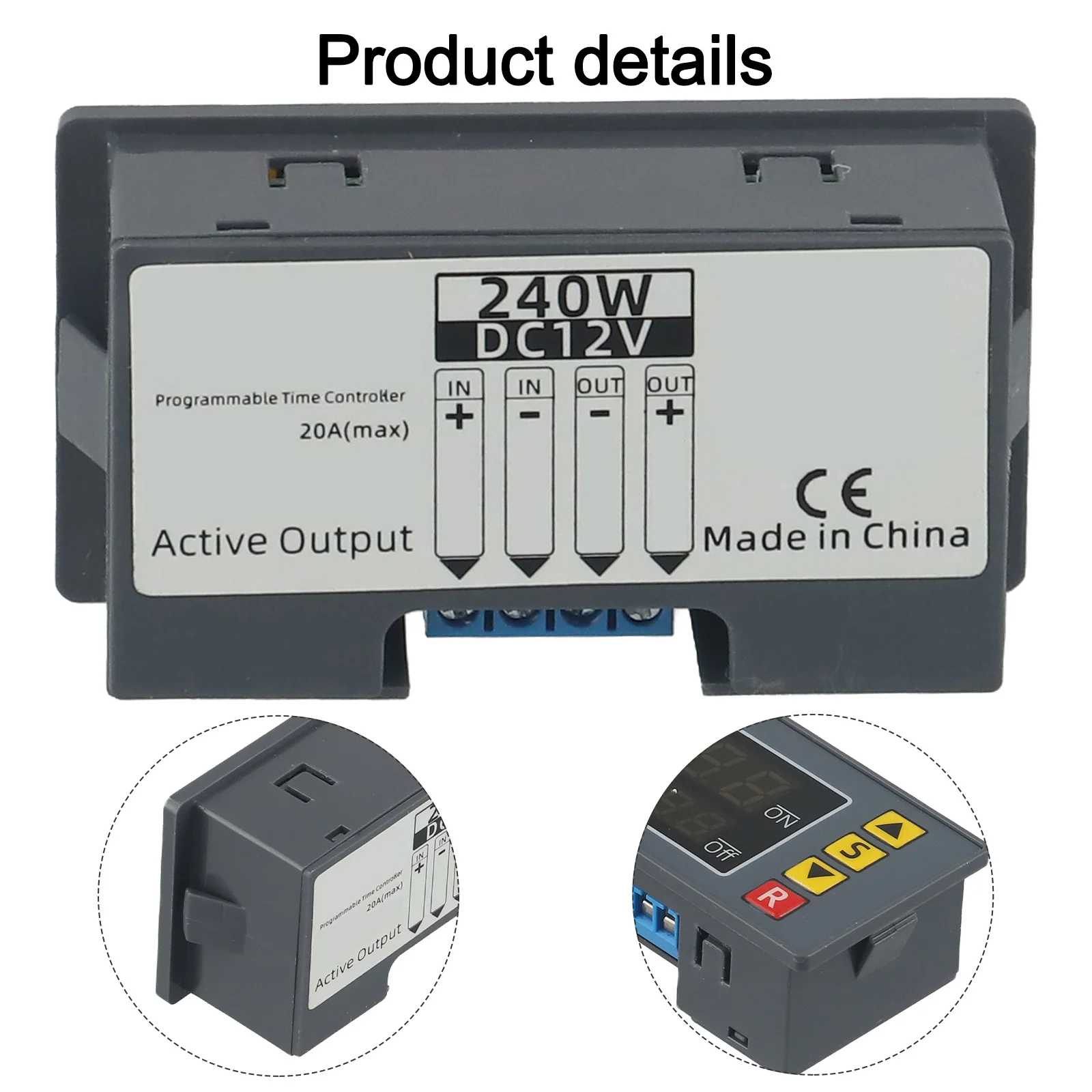 

For Home Automation DC 12V Time Delay Switch 10A Timer Switch Black Color Compatible Load AC/DC Dual LED Display