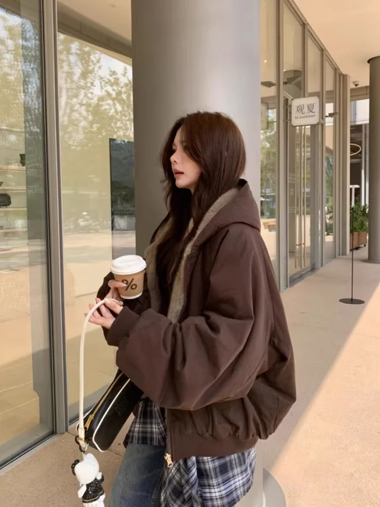 ملابس كابتشينو بغطاء للرأس على الوجهين وياقة من الفرو الصناعي من القطن Jaet للرجال والنساء شتاء دافئ للشباب Faion Stan... #4