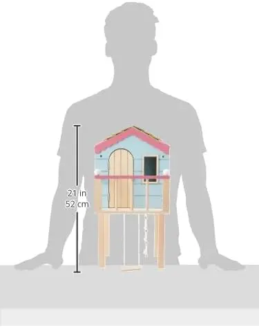 Wooden Tree House Playset with Ladder Slide and Swing for 7-Inch Dolls
