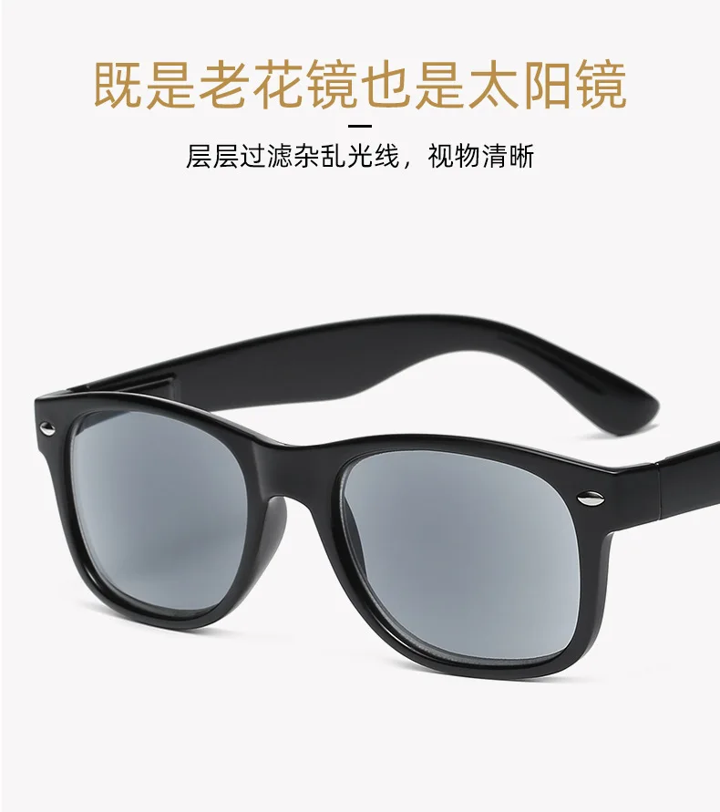 Shatar Neue ultraleichte Lesebrille mit schwarzen Gläsern, Sonnenbrille, Sonnenschutz, Augenschutz für Männer und Frauen, hochwertig – Detail 2