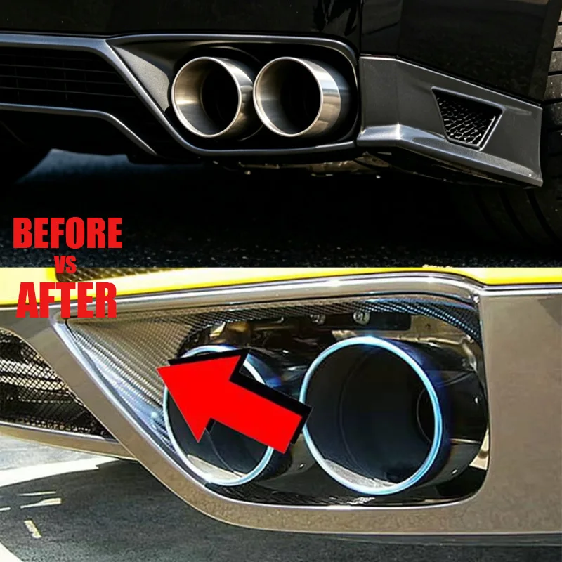For Nissan GT-R R35 Godzilla 2009-2021 Wet Carbon Fiber Gloss Exhaust Tail Tip Bezel OEM Snap On Rear Bumper Trim