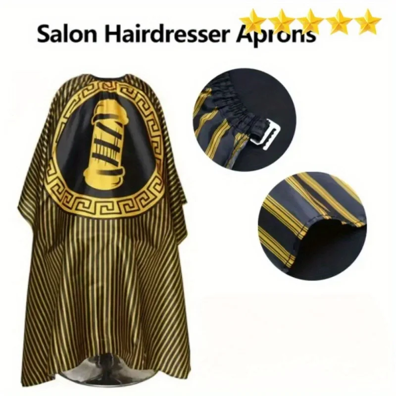 1 capa superior de peluquero, vestido de barbero con corte abierto, vestido largo de estilo antiestático y a prueba de salpicaduras, cuello de cierre ajustable + polvo para el cuello