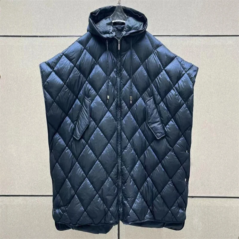 Women\'s down jacket New autumn 2024 diamond grid stitching Puffer coats High quality duck down filling Hooded loose down coats