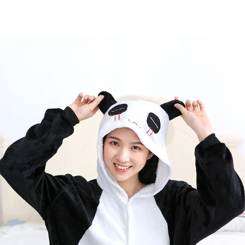 Unisex Adult Cosplay Animal Kigurumi Onesie Halloween Costume Christmas One Piece Pajamas Flannel Warm Sleepwear for Women Men